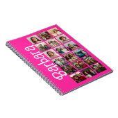 18 Fotocollage - Grote aangepaste naam - Hot Pink Notitieboek (Rechterzijde)