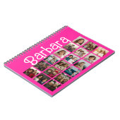 18 Fotocollage - Grote aangepaste naam - Hot Pink Notitieboek (Linkerzijde)