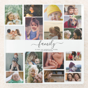 18 Fotocollage Schattige familieliefde herinnering Glazen Onderzetter