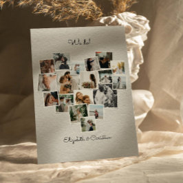 18 Foto's Collage Hart Vorm Bruiloft Kaart