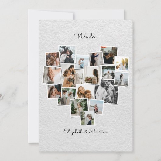 18 Foto's Collage Hart Vorm Bruiloft Kaart (Voorkant)