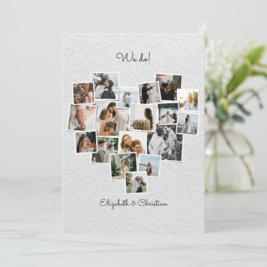 18 Foto's Collage Hart Vorm Bruiloft Kaart (Staand voorkant)
