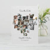 18 foto's collage hartvorm Save the Date  Kaart (Staand voorkant)