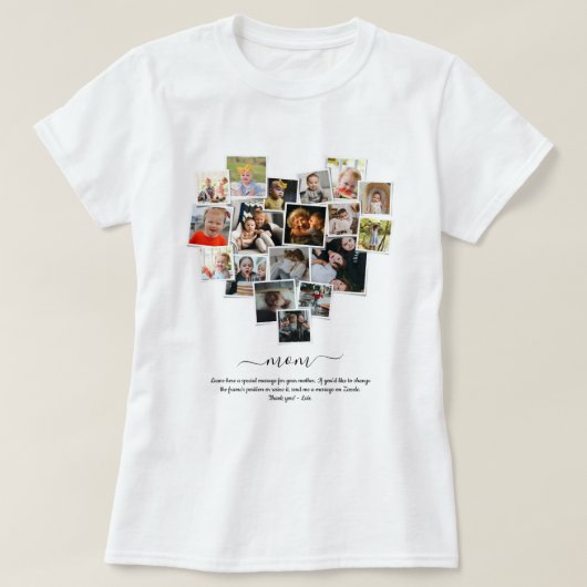 18 Foto's Collage Heart Shape Happy Moederdag T-shirt (Design voorkant)