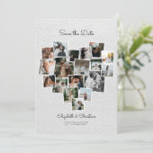 18 Foto's Collage Heart Vorm sparen de Datum Kaart (Staand voorkant)