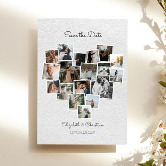 18 Foto's Collage Heart Vorm sparen de Datum Kaart
