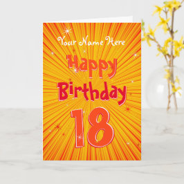 18 Fun Oranje Sunburst editable 18th Birthday Kaart