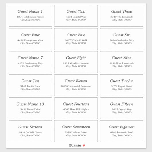 18 Gast Adresetiketten Elegante minimalistische St Sticker (Vel)