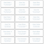 18 Gast Adresetiketten Wit Stoffig Blauw Sticker (Voorkant)