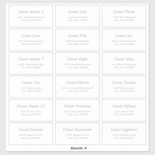 18 Gast Adresetiketten Zee Glas Witte Sticker (Vel)