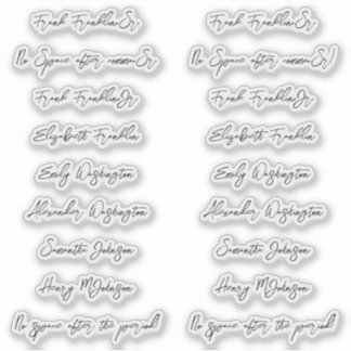18 gastennamen handschriftstijl sticker
