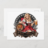 18. Geburtstag - Blondes Dirndl sagt Prost Cheers Briefkaart (Voorkant / Achterkant)