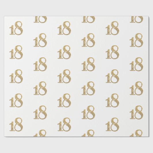 18 GOUD GLITTERNUMMER glamoureuze sprankelende ver Cadeaupapier (Vlak)