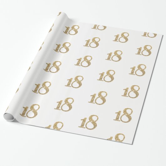 18 GOUD GLITTERNUMMER glamoureuze sprankelende ver Cadeaupapier (Uitgerold)