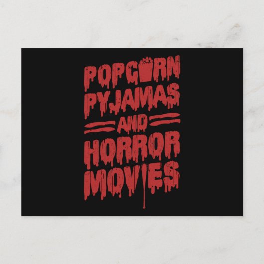 18.Griezelfilm Popcorn Pyjama En Horrorfilms Uitnodiging Briefkaart (Voorkant)