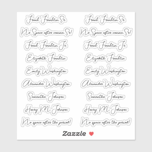 18 Guest Names Elegant Monoline Calligraphy Script Sticker (Vel)