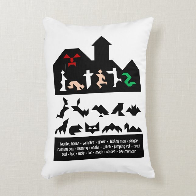 18 Halloween Tangram Afbeeldingen Accent Kussen (Voorkant(Verticaal))