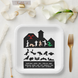18 Halloween Tangram Afbeeldingen Papieren Bordje