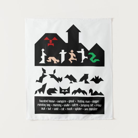 18 Halloween Tangram Afbeeldingen Wandkleed (Voorkant)