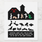 18 Halloween Tangram Afbeeldingen Wijn Etiket (Enkel label)