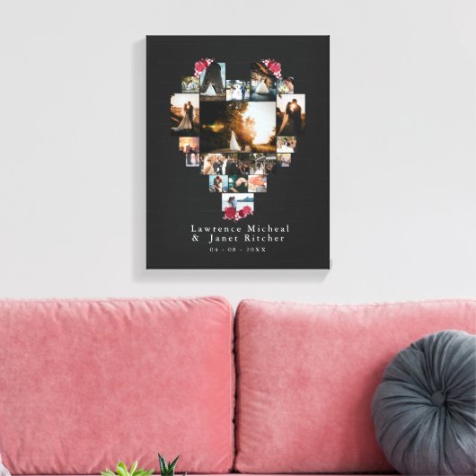  18 Hartvormig Foto Collage voor haar /hem Canvas Afdruk (Insitu (Woonkamer))