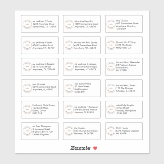 18 Individueel adres Sans Serif Company Logo Sticker (Vel)