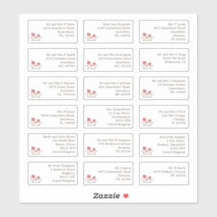 18 Individuele bruiloft Gast Naam Adressen Bloemen Sticker