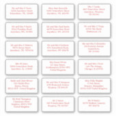 18 individuele bruiloft gast naam adressen rood sticker (Voorkant)