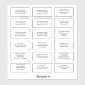 18 Individuele Gast Naam Adres Verzending Sticker (Vel)