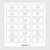 18 Individuele gastnaam Adressen Informal Brown Sticker (Vel)