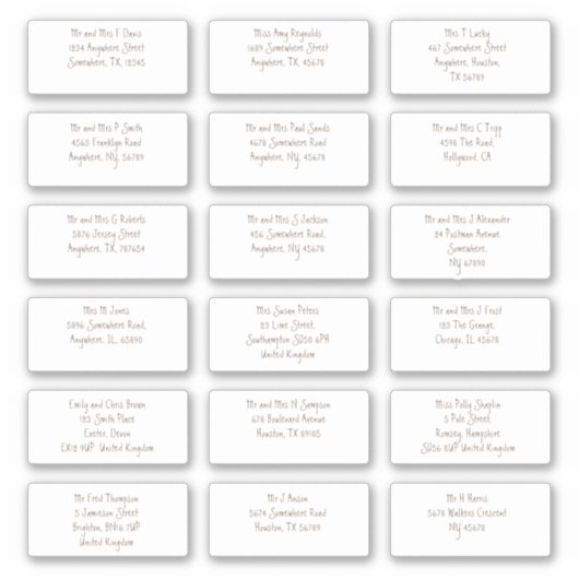 18 Individuele gastnaam Adressen Modern Brown Sticker (Voorkant)