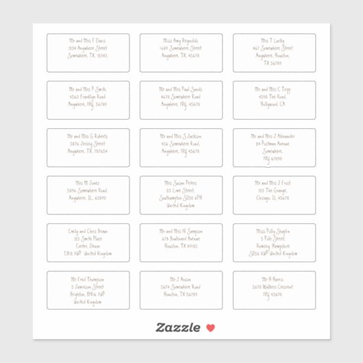 18 Individuele gastnaam Adressen Modern Brown Sticker (Vel)