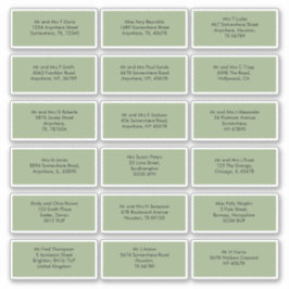 18 individuele gastnamen adressen Sage Green Sticker