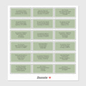 18 individuele gastnamen adressen Sage Green Sticker (Vel)