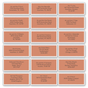 18 Individuele gastnamen Adressen Terracotta Sticker