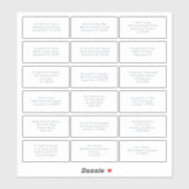 18 Individuele naam Adres Bruiloft Gast Eenvoudig Sticker (Vel)