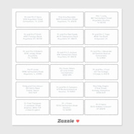 18 Individuele naam Adres Bruiloft Gast Eenvoudig Sticker
