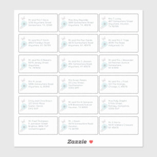 18 Individuele naam Adres Bruiloft Gast Floral Sticker