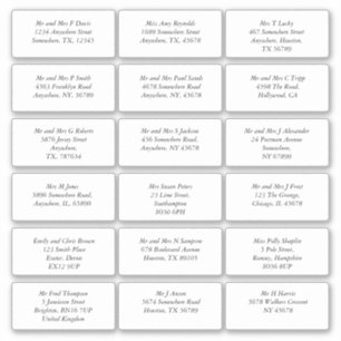 18 Individuele naam Adres Bruiloft Gast Italic Sticker