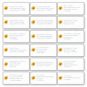18 Individuele naam Adres Bruiloft Gast Zonnebloem Sticker (Voorkant)