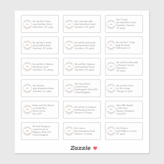 18 Individuele naam Adressen Serif Business Logo Sticker (Vel)