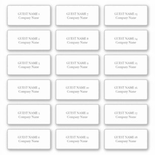 18 Individuele naam van de gast en bedrijf Sticker