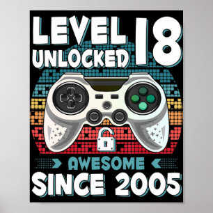 18 jaar BDay Son Boy Fun Gamer 18 jaar oude geboor Poster