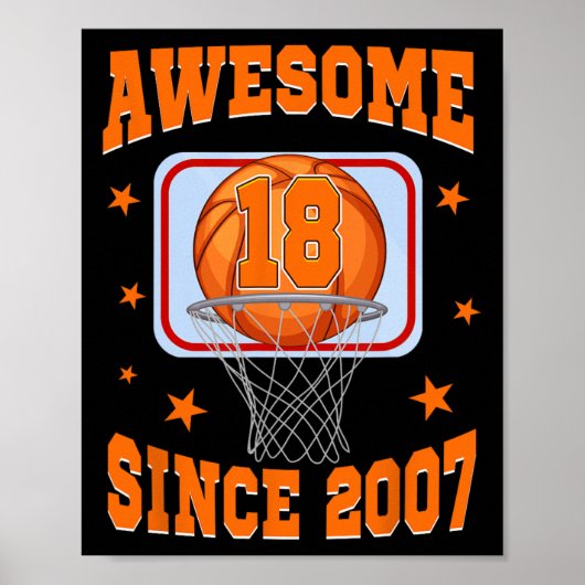 18 Jaar Geweldig Sinds 2007 18e Verjaardag Sketl Poster (Voorkant)