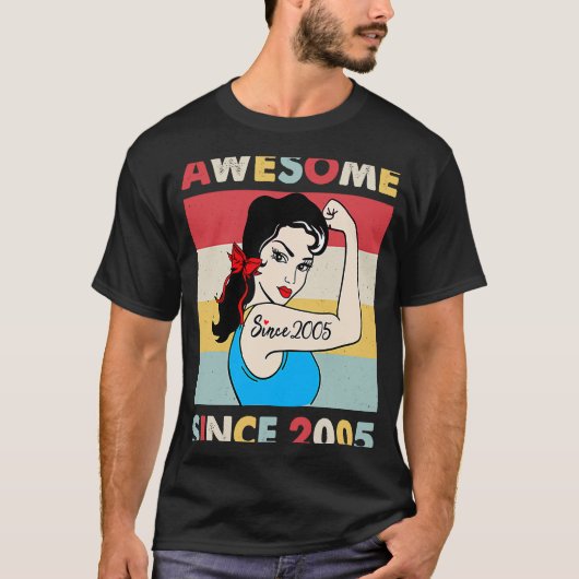 18 jaar Geweldige sinds 2005 18e verjaardag T-shirt (Voorkant)