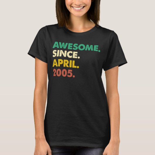 18 jaar Geweldige sinds april 2005 18e geboorte T-shirt (Voorkant)