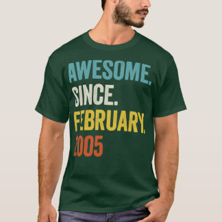 18 jaar Geweldige sinds februari 2005 18e verjaard T-shirt