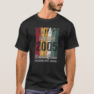 18 jaar Geweldige sinds januari 2005 18e geboorte T-shirt
