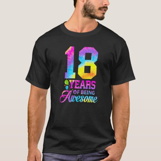 18 jaar Geweldige stropdas kleurstof 18e verjaarda T-shirt (Voorkant)