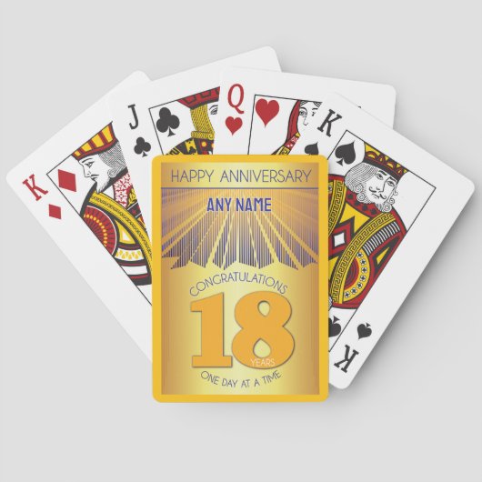 18 Jaar | Golden Ray 12 Stappen Aangepaste NAAM Pokerkaarten (Achterkant)